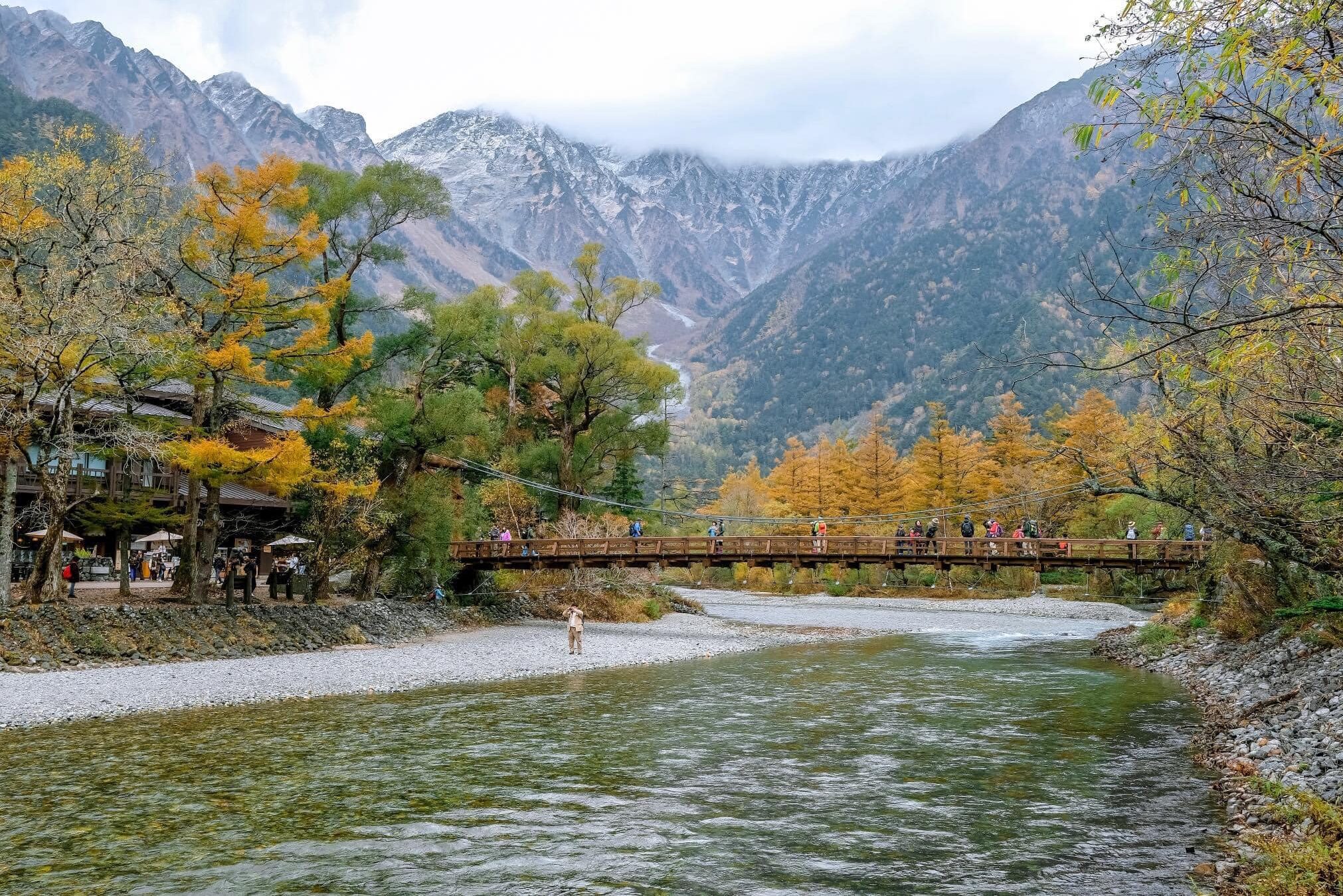 Kamikochi Kappa Bridge in Autumn